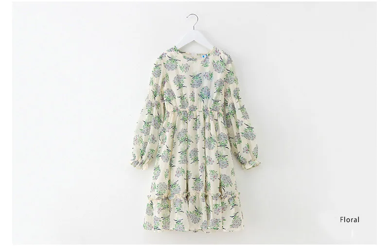4 до 13 лет осень цветочные платья дети весна/лето Одежда с принтом детей и