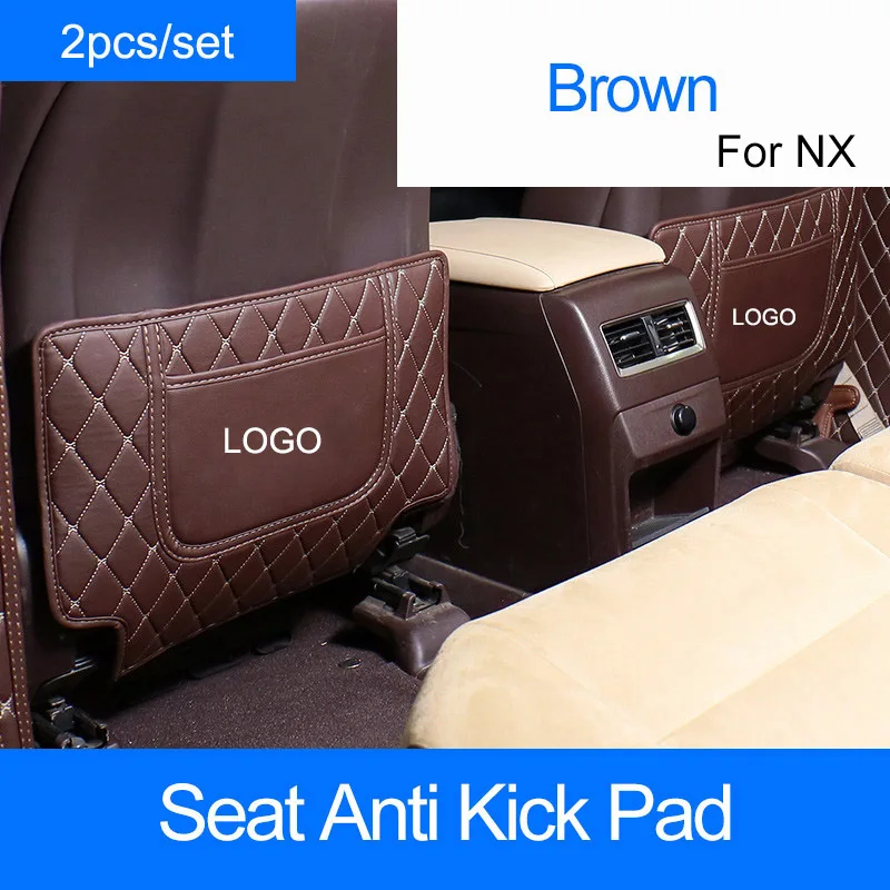 For NX Brown 2Pcs QHCP автомобильный подлокотник коробка анти-кик мат задняя защита сиденья коврик детский анти-кик коврик подходит для Lexus ES200 250 NX200 300 RX300 450H - Название цвета: For NX Brown 2Pcs