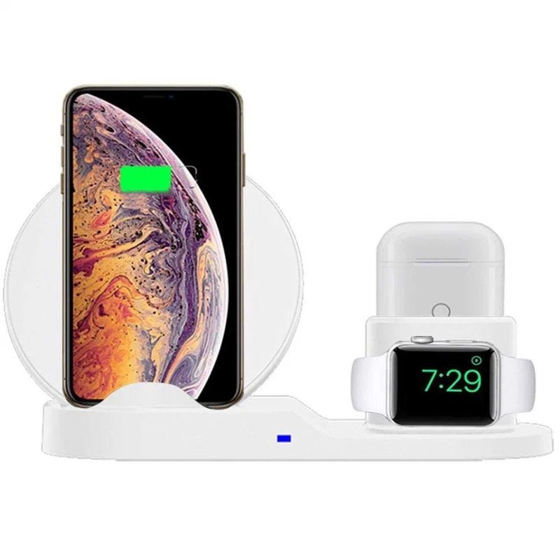 White Tongdaytech 10 Вт Qi Беспроводное зарядное устройство для Iphone X XS XR 8 8P 11 Pro Max быстрое зарядное устройство для Apple Watch Airpods Pro 5 4 3 2 1 - Тип штекера: White