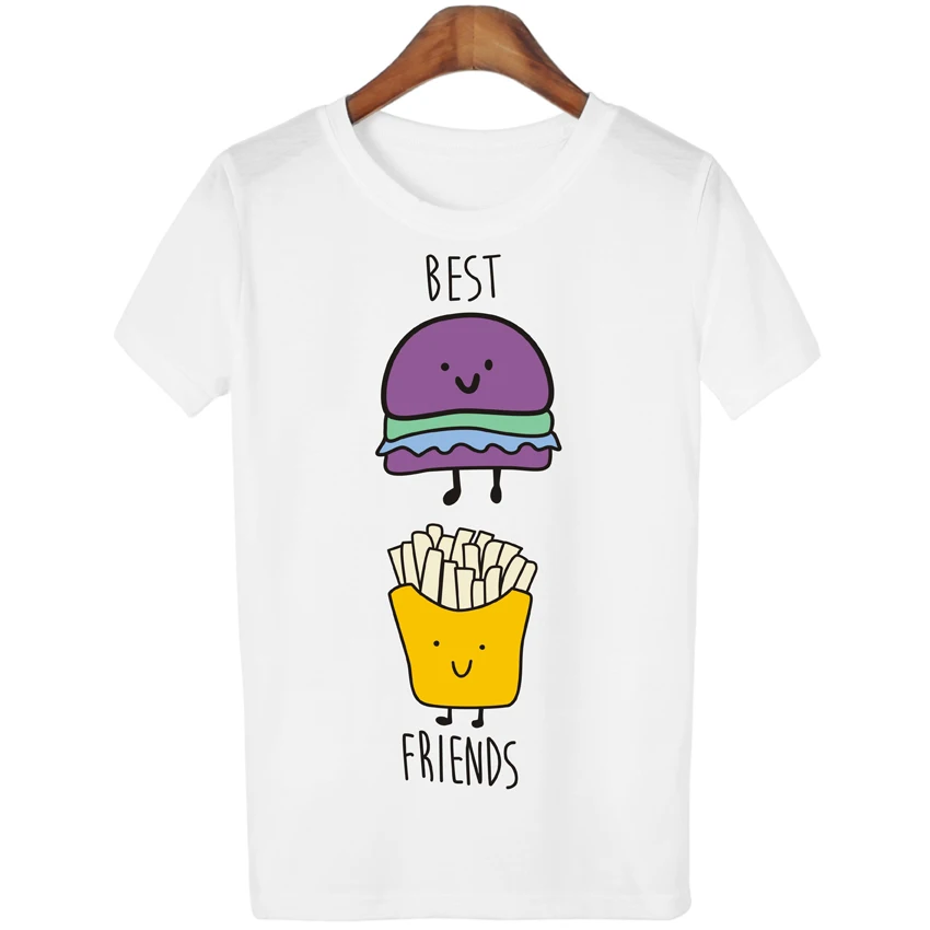 Женская футболка BAEKADOO с принтом картошки фри Гамбурга лучший друг белый топ