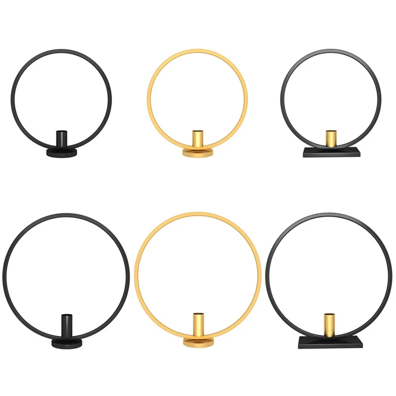 

Black Candlestick Tea Light Candle Holder Nordic Round Simple Style Home Table Candlelight Dinner Decoration Iron Metal Craft