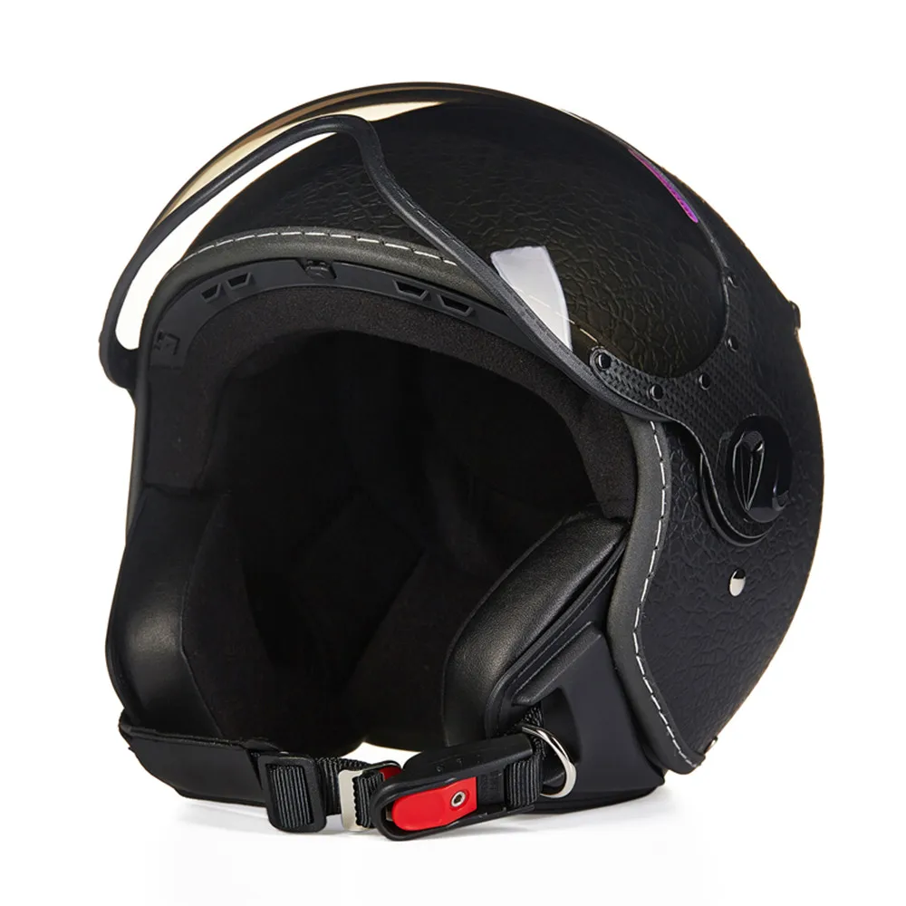 Кожаный мотоциклетный шлем Chopper с открытым лицом винтажный 210c4 Мото Casco motocicleta