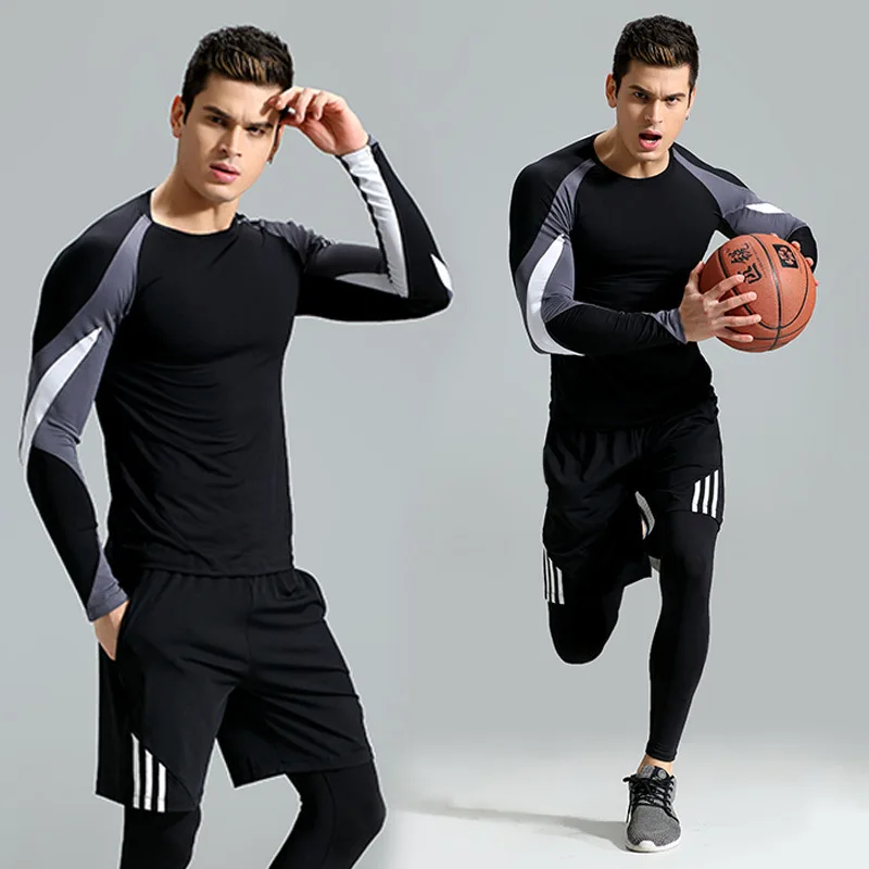 Спортивный костюм комплект из 3 предметов Для мужчин спортивная 2018 Новый Фитнес