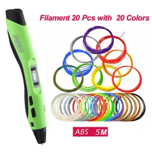 Green-20pcs-ABS-5M 3D ручка печать SL-300A Интеллектуальный 100 м 20 шт ABS низкой температуры 3D ручки нити DIY живопись игрушки Рисунок подарок - Цвет: Green-20pcs-ABS-5M