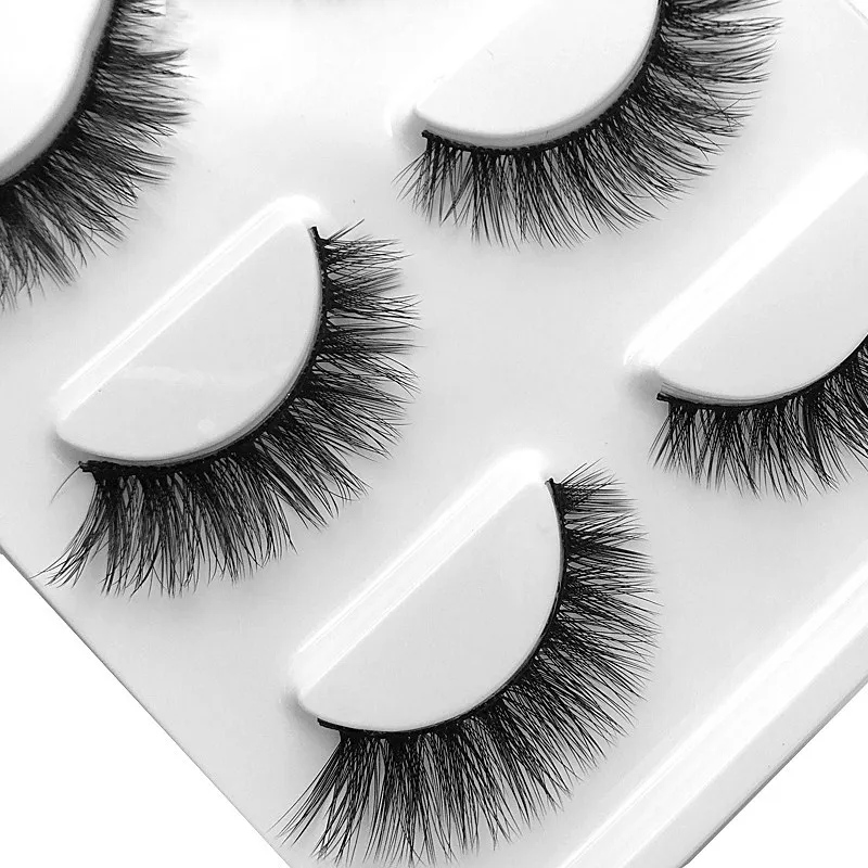 3 пары натуральный длинный накладной макияж ресниц мягкие толстые накладные