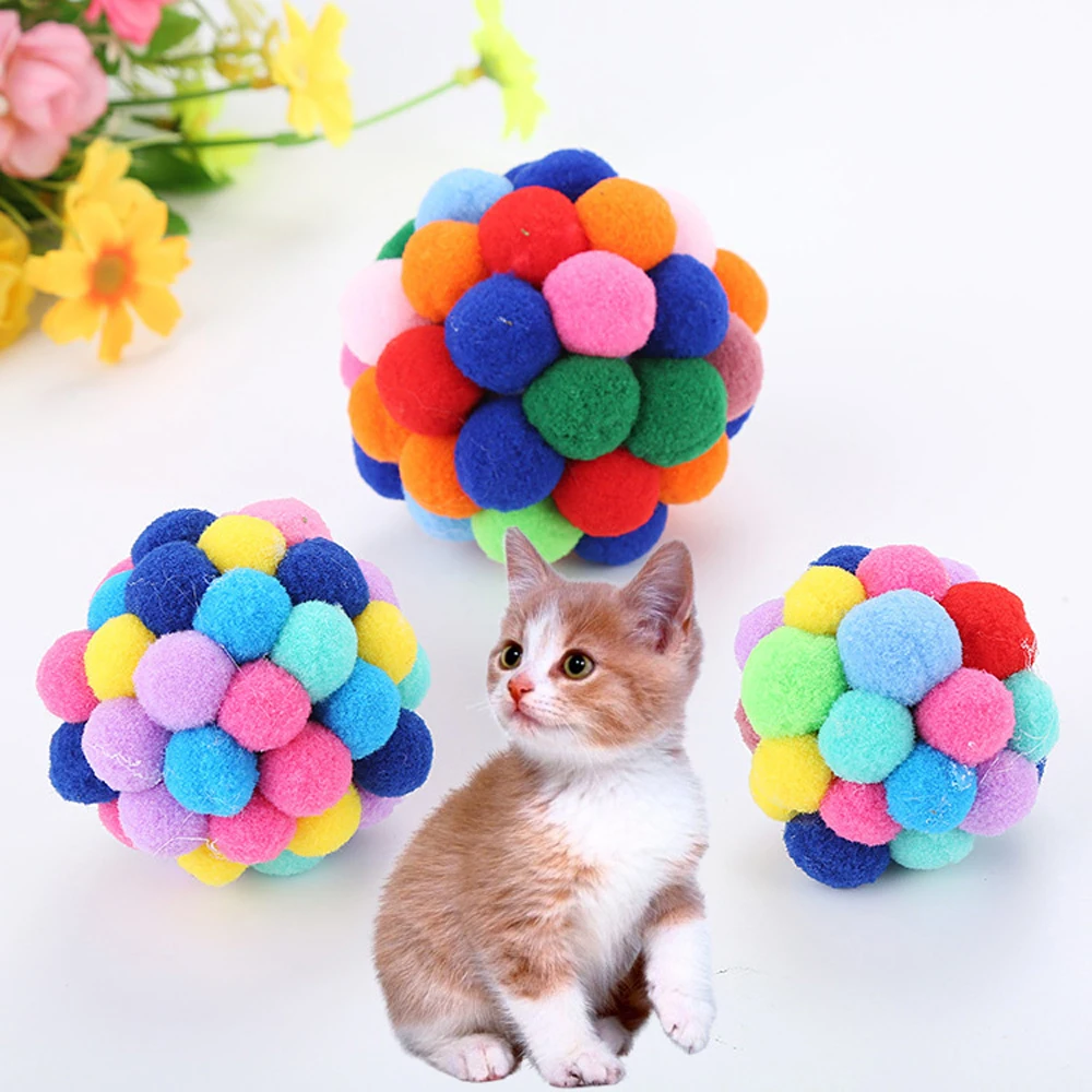 Новинка кошка игрушка цветные рукодельные колокольчики надувной мяч встроенный котенок интерактивные игрушки 1/3 шт. кошка полезные игрушки Размеры S, M, l Размеры 29