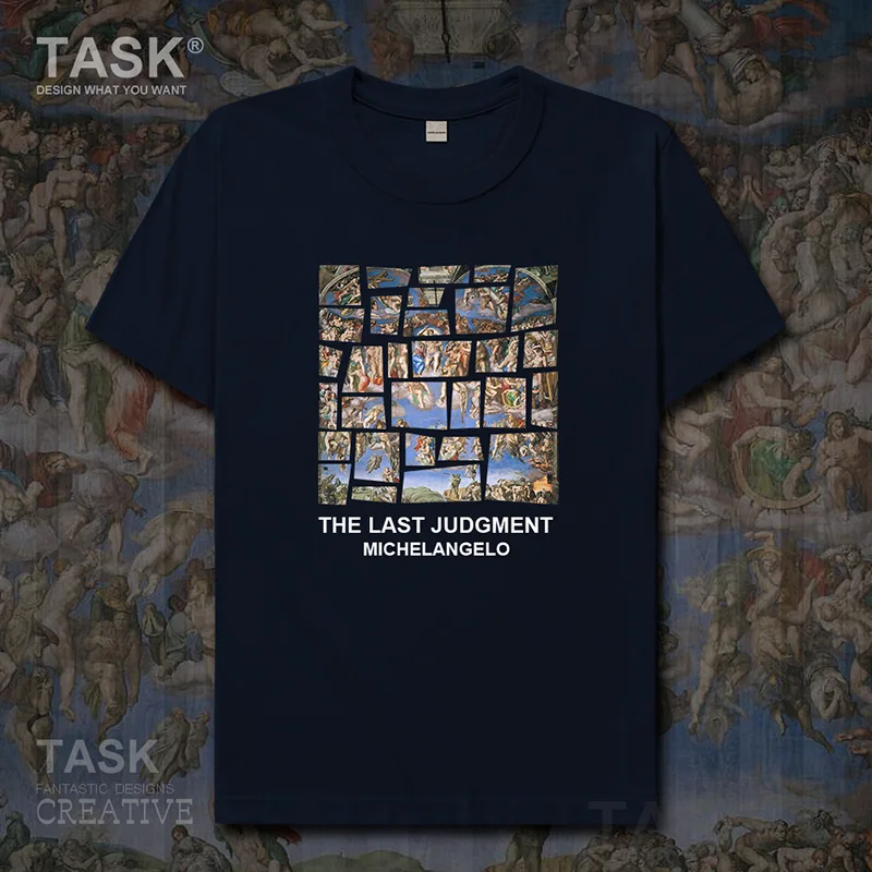 Мужская футболка с принтом масляной живописи коротким рукавом | одежда