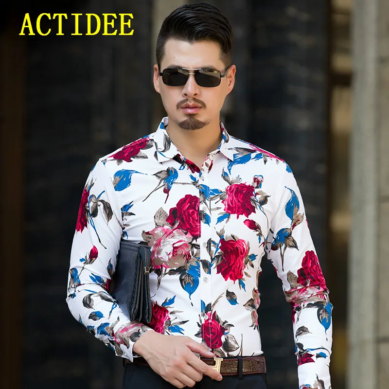 Мужские повседневные рубашки с цветочным принтом большие размеры 3XL 4XL 5XL 6XL 7XL 5z
