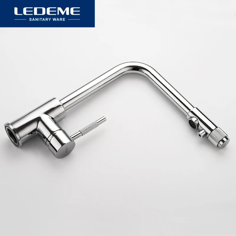 LEDEME Chrome Кухня кран латунь Поворотный питьевой воды 2 варианта фильтр для