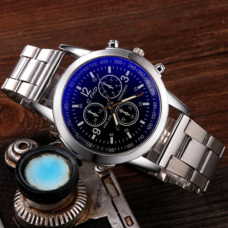 

Men Watch Quartz Casual Luxury Full Stainless Steel WristWatch Relogio Masculino Blue Glass Watches Mens Relojes erkek kol saati