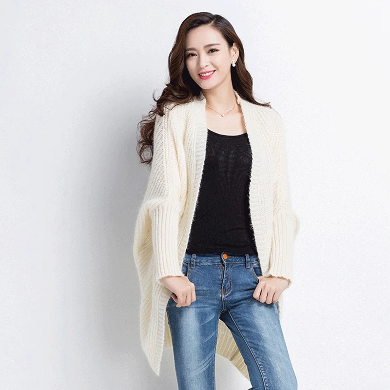 Women 2016 SPRING Clothes Fashion Female Oversize Knitted Cardigan Batwing Sleeve Outwear Tops Casual Loose Sweater Coat |