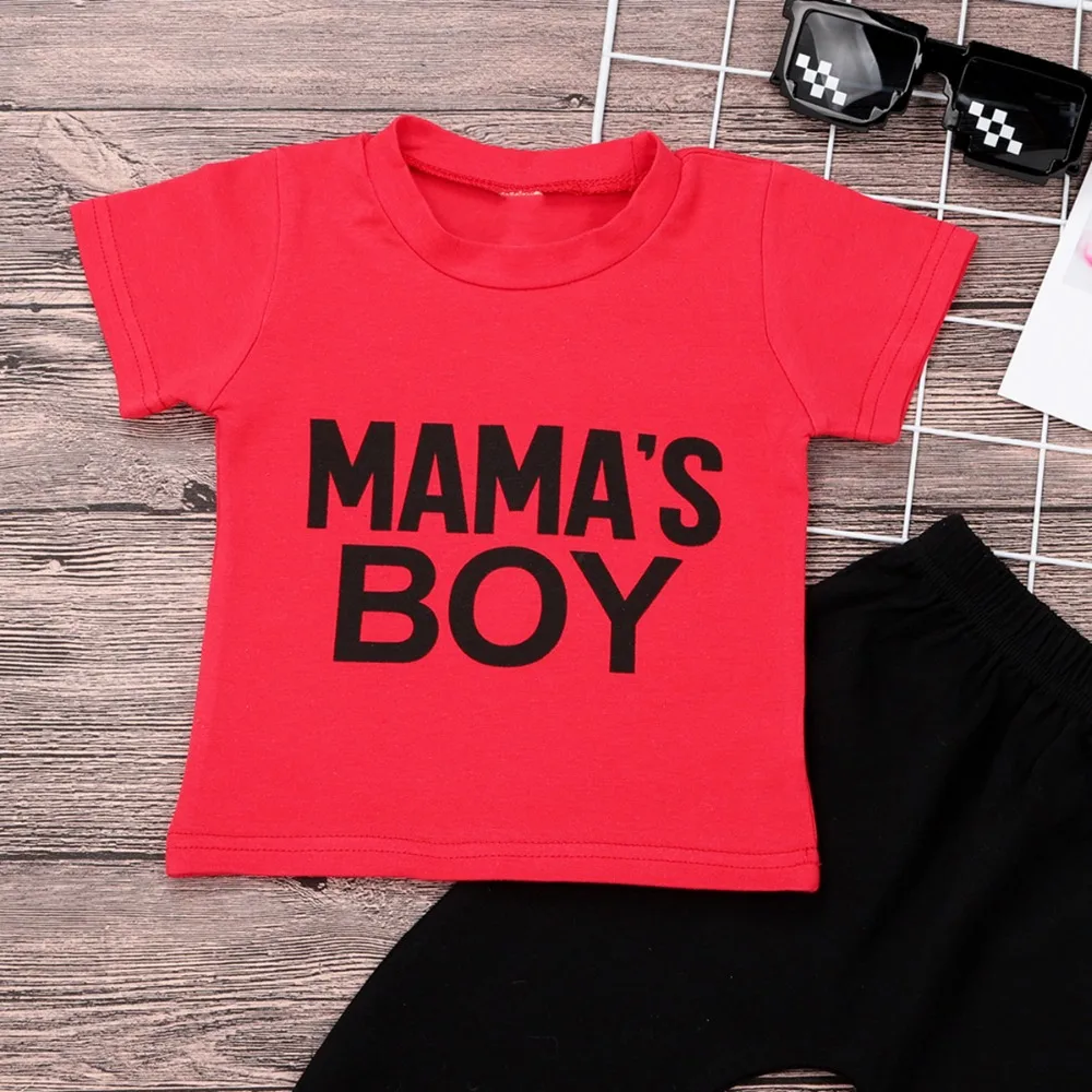 

Puseky Summer Newborn Baby Boys Letter Printed Clothes Short Sleeve T-shirt Tops Black Pants Toddler Kids Clothes Set
