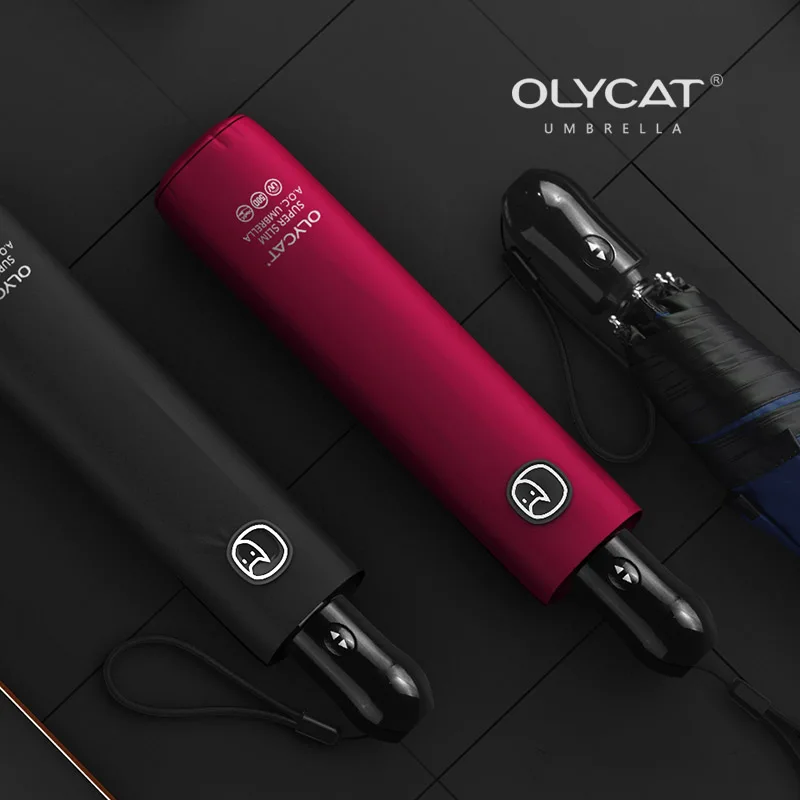 Ультралегкий автоматический зонт OLYCAT для дождливой погоды простой цветной