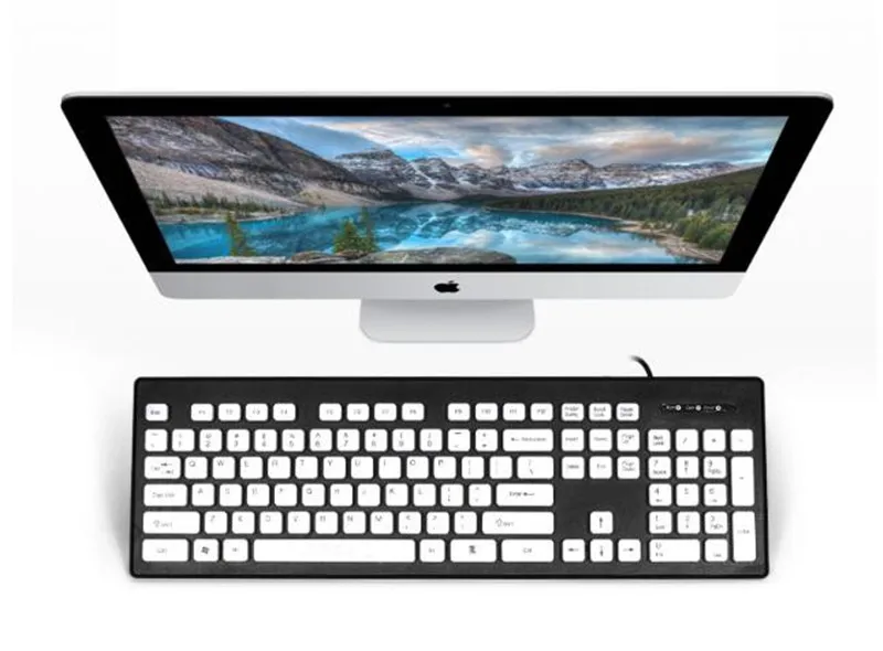 KuWFi 104 клавиши 1 5 м USB Проводная клавиатура ультра тонкая Офисная Клавиатура