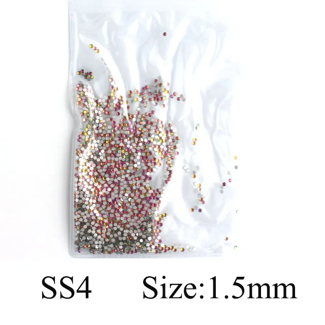 Rainbow SS4 1440pcs 1440 шт Разноцветные стеклянные стразы для ногтей AB радужные цвета с плоской задней поверхностью Кристальные 3D блестящие амулеты для маникюра украшения для ногтей - Цвет: Rainbow SS4 1440pcs