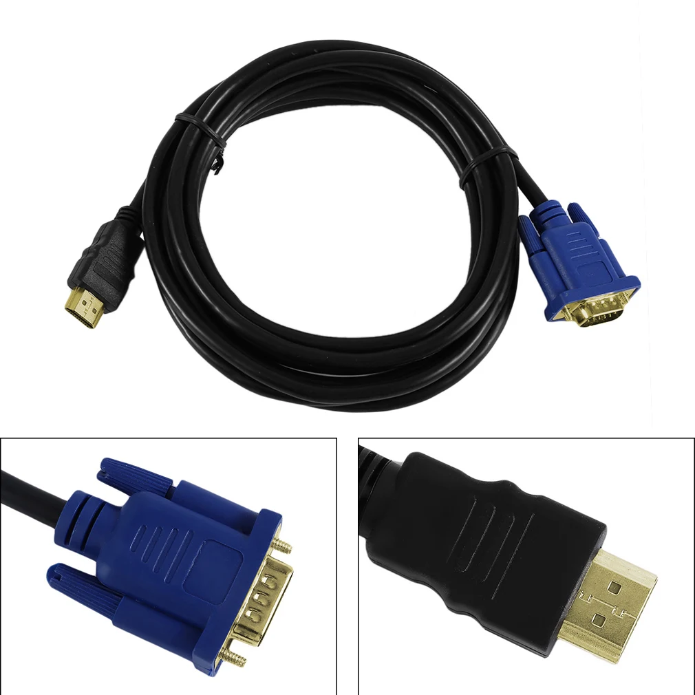 1,8/3 метра HDMI к VGA Кабель 15Pin адаптер папа к папа видео 1024x768 p Высокое разрешение супер быстрая скорость передачи данных
