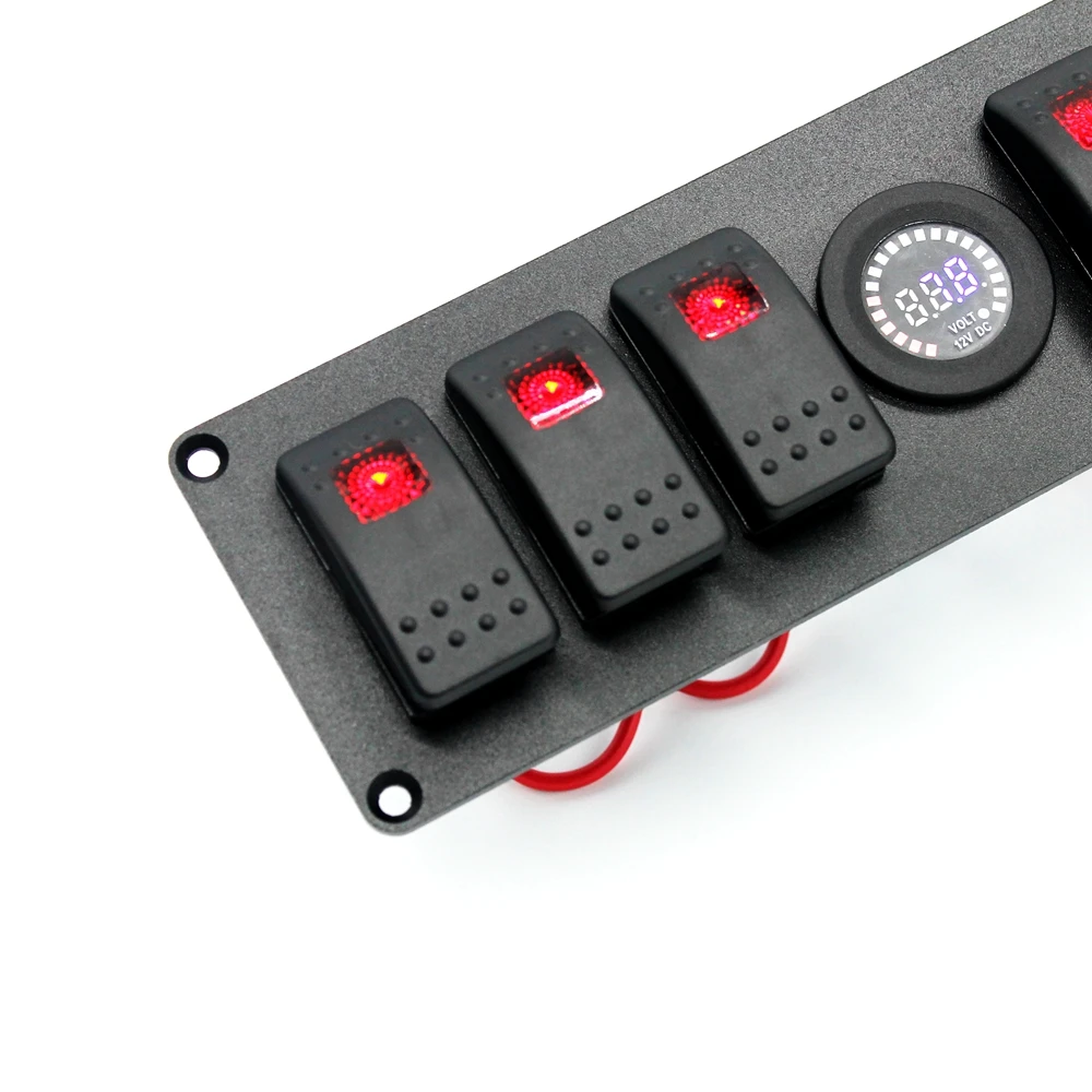 12В красный синий светодиодный автомобильный переключатель панель с цифровым
