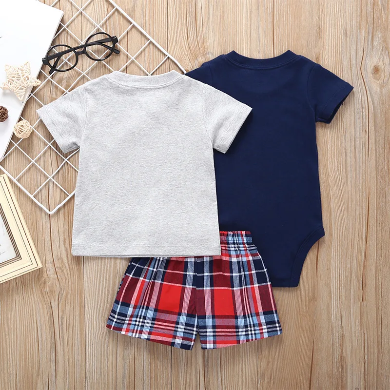 Одежда для младенцев шорты мальчиков + футболка топ боди комплект летней одежды с