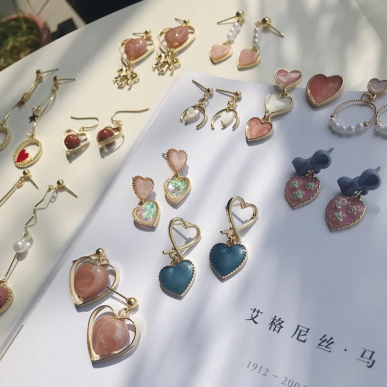 Красные розовые синие серьги в форме сердца для женщин brincos 2019 oorbellen милые с