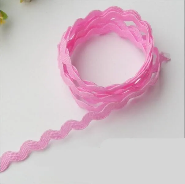 Pink 15 ярд/лот 5 мм многоцветная Ric Rac Zig Zag Lac отделка ленты Терилен лента волнистый шнур нитки для лоскутного ремесла украшения - Цвет: Pink