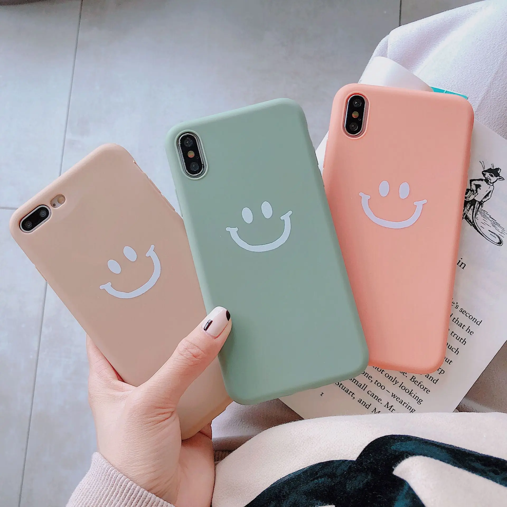 Простой милый чехол для телефона со смайликом iPhone X XS XR Max 6 6S 7 8 Plus матовый Мягкий