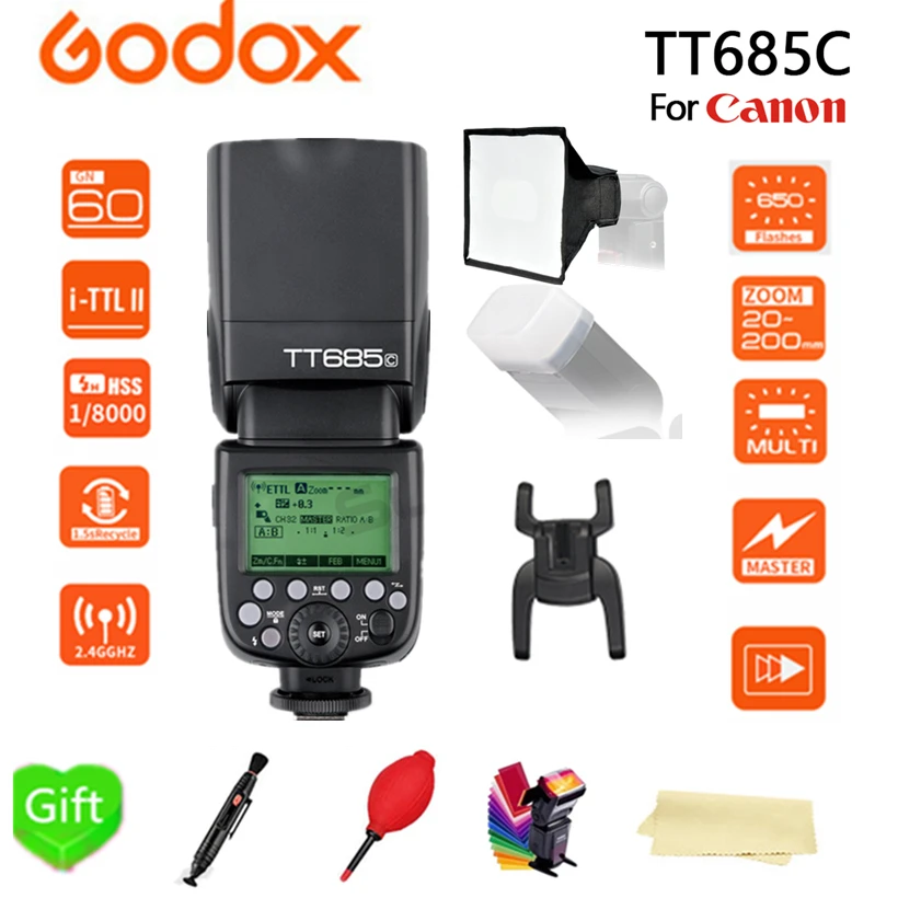 Высокоскоростная синхронизация Godox TT685C высокоскоростной внешний TTL + 15*17 см