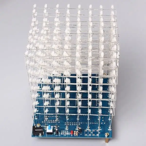 Бесплатная доставка по заводской цене! 8x8x8 LED Cube светильник Square Blue Electronic DIY Kit