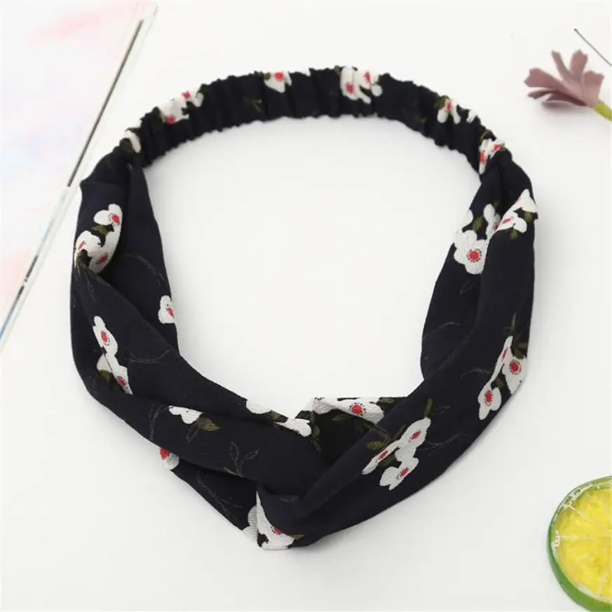 

DROPSHIP 2019 New Arrival Boho Floral Twist Knot Headband Elastic Wrap Turban Hair Band Ladies Hairband Bande de cheveux #J05