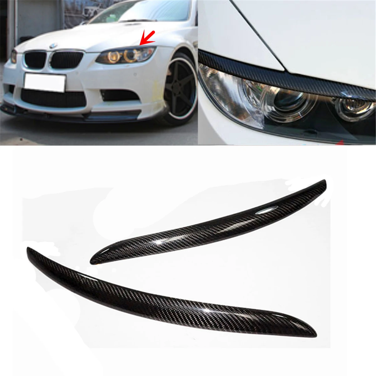 Пара крышек фар для BMW E92 E93 335I 335CI модель 2007 2012 настоящие карбоновые веки отделка