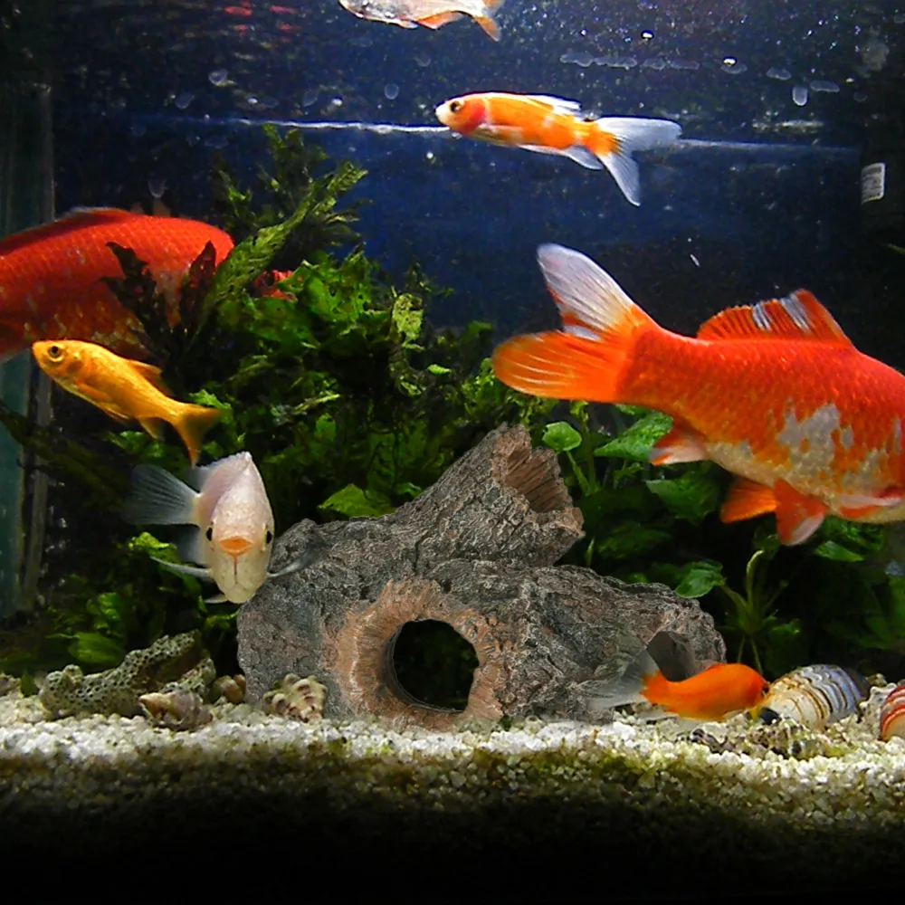 Аквариумное украшение имитация скрывающей пещеры ландшафт экологически чистый