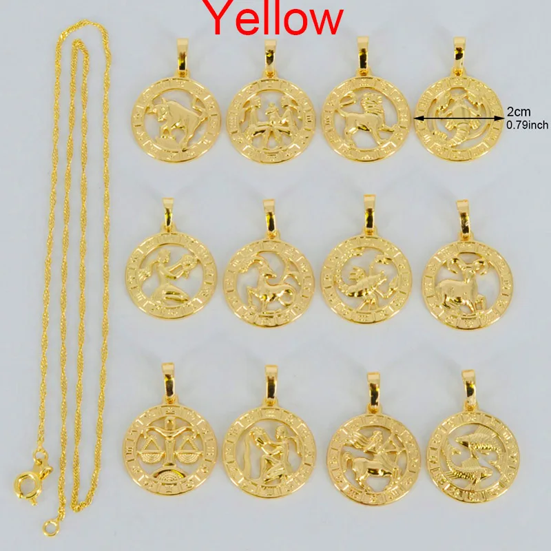 Anniyo 12 шт., 12 шт., ожерелья с созвездиями для женщин, девочек, серебро, золото, цвет, 12 год, Знак Звезды, ювелирное изделие, подарок#037704 - Окраска металла: 037704Yellow
