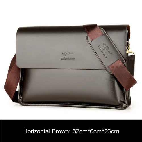 Horizontal Brown Горячо! Брендовая Высококачественная кожаная сумка-мессенджер, модная мужская сумка через плечо, деловая сумка через плечо, повседневный портфель - Цвет: Horizontal Brown
