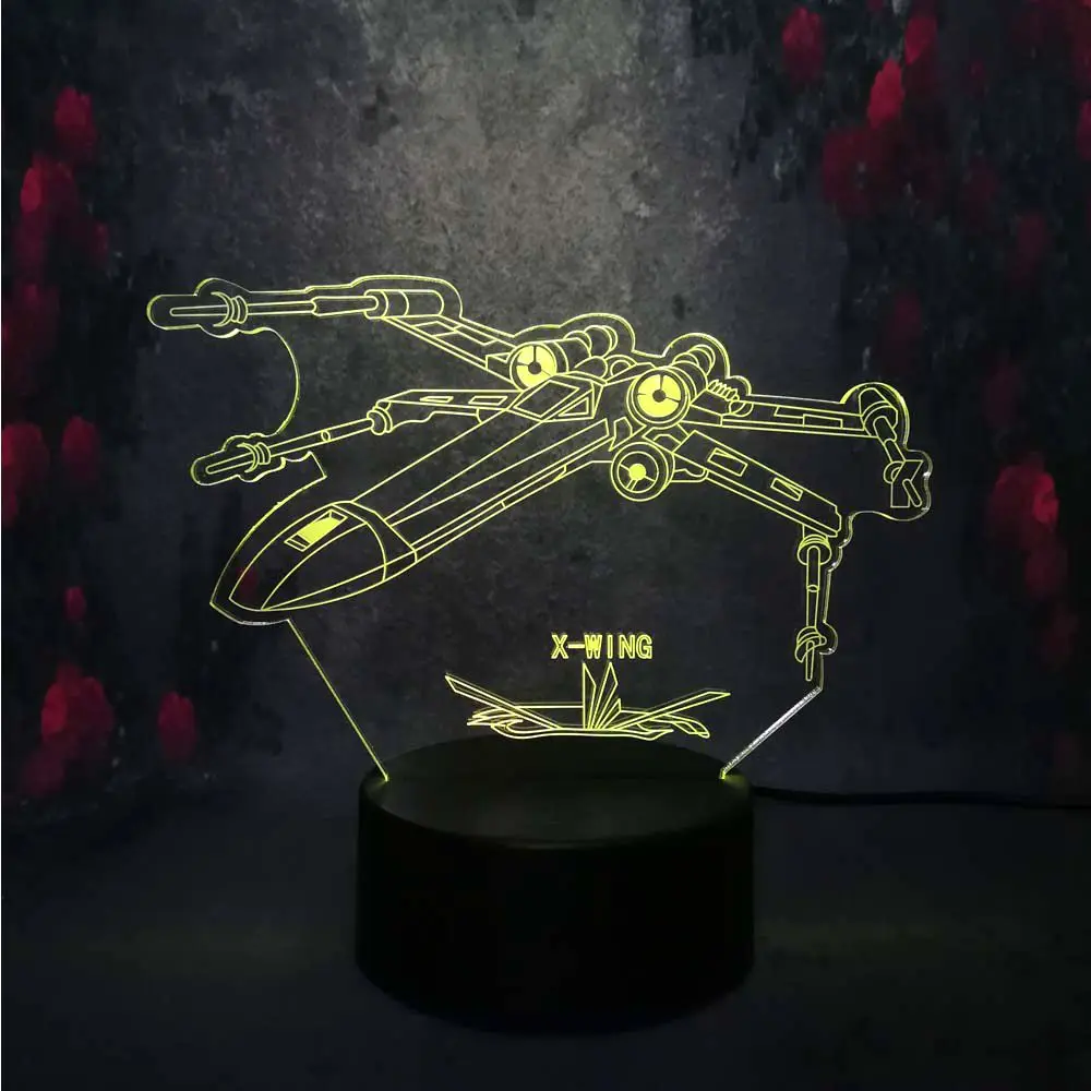 X-WING creative Star Wars Plane Model Night Light Military acting Apply Machine 3D LED USB Charge Bulb Table Lamp Bedroom | Лампы и