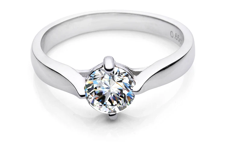 Pretty 0.5Ct круглые ограненные синтетические бриллианты кольцо Твердое Серебро 925 пробы кольцо белые золотые обручальные ювелирные изделия