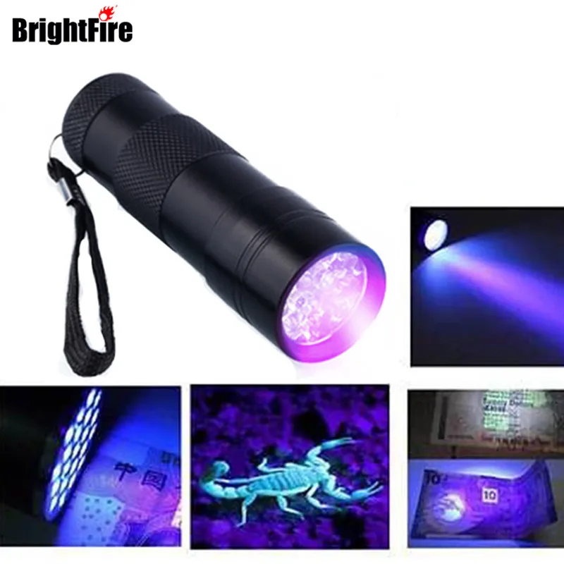 Мини алюминиевый портативный УФ-фонарик фиолетовый свет 9 LED ультрафиолетовый