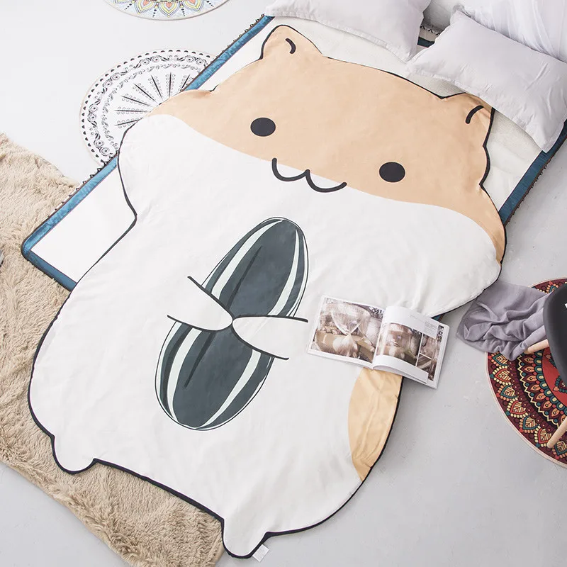 Летнее тонкое асимметричное одеяло в японском стиле с аниме Тоторо синего