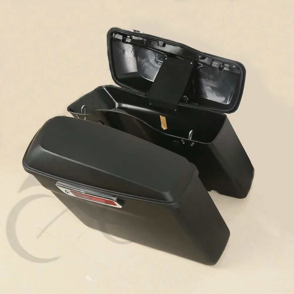 Матовые черные жесткие седельные сумки + крышка защелки для Harley Touring Glide Electra Road King