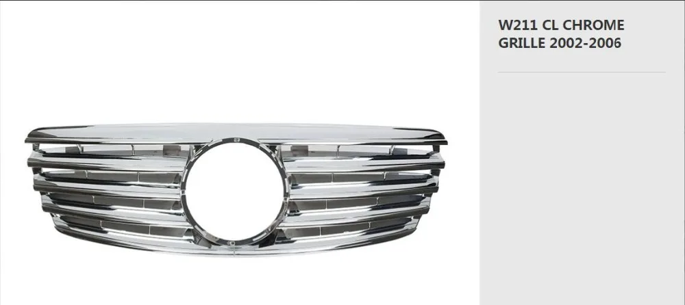 Для Mercedes-Benz E-class W210 2000-2002 с эмблемой CL стиль черный/плоский черный/все черный/серебристый/хром Передняя гоночная решетка
