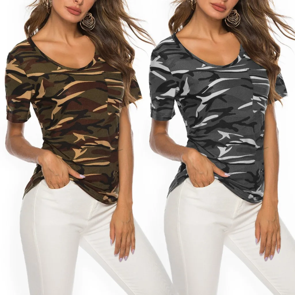 Футболка женская летняя камуфляжная с коротким рукавом | Женская одежда