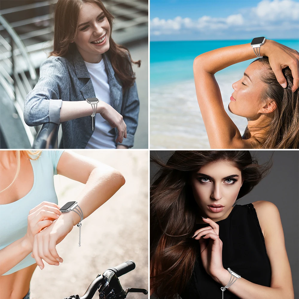 Хит продаж ремешок из нержавеющей стали для наручных часов Fitbit Versa сменный