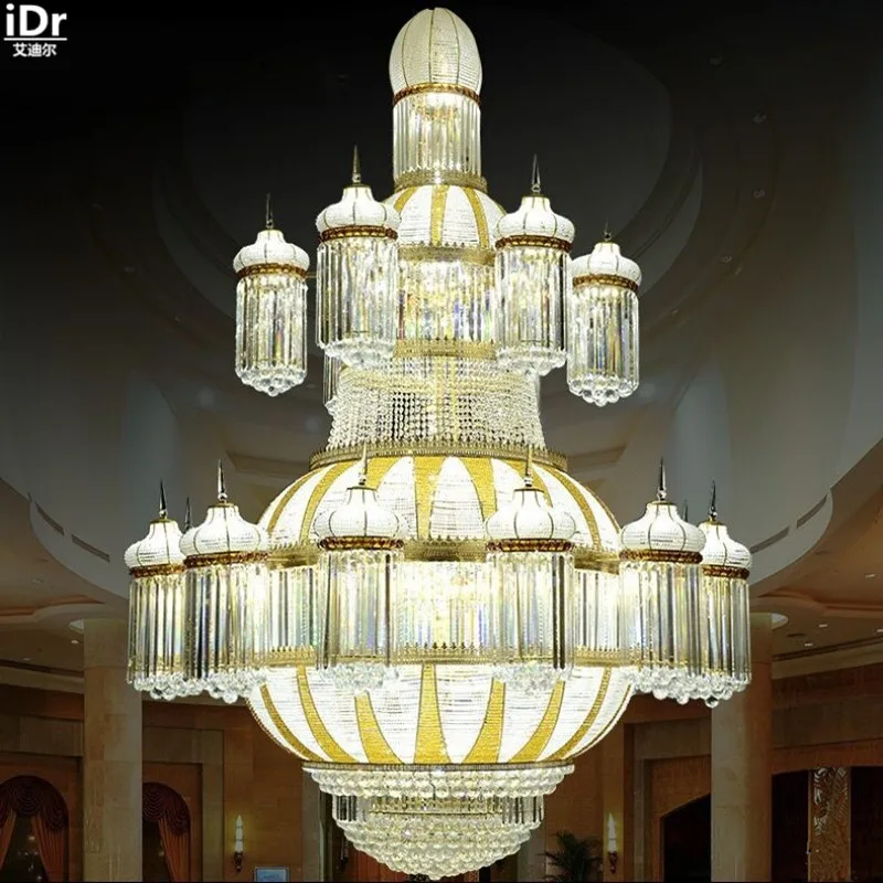Простая Золотая люстра penthouse лестницы гостиничный проект на заказ большие