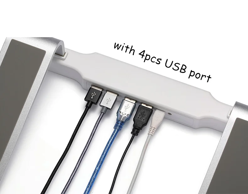 Настольная подставка для ноутбука с 4 usb-портами, алюминиевый Портативный охлаждающий держатель для ноутбука MacBook Air 15,6 дюймов