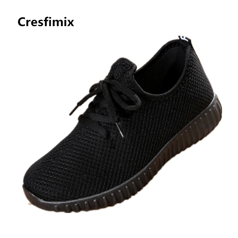 Кроссовки Cresfimix женские легкие модная удобная дышащая обувь мягкая черная