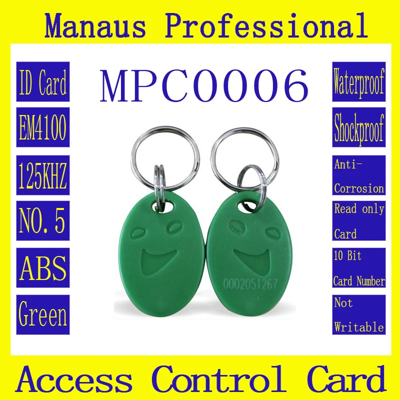

100Pcs Green Smart RFID 125khz Chip Contactless Tag Proximity Access Control Card ID Keyfob Token Read Only Cards C6-1