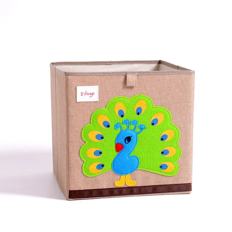 Peacock MICCK вышивать коробка для хранения Kid Toy организатор ящик для хранения одежды мультфильм животных Складная Нижнее белье Галстуки Бюстгальтер Настольный Органайзер - Цвет: Peacock