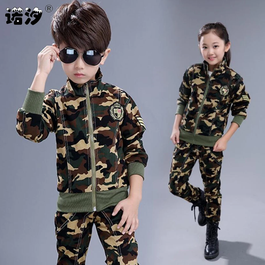 Камуфляжные комплекты одежды для мальчиков Одежда девочек детская хлопковая