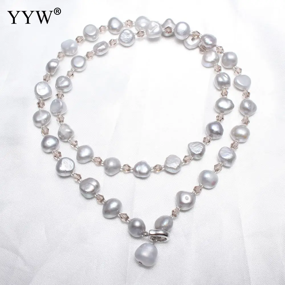 

Classic Baroque naturalFreshwater Pearl Sweater Necklace with Glass Seed Beads for Woman Luxury Wedding Party Jewelry Gift