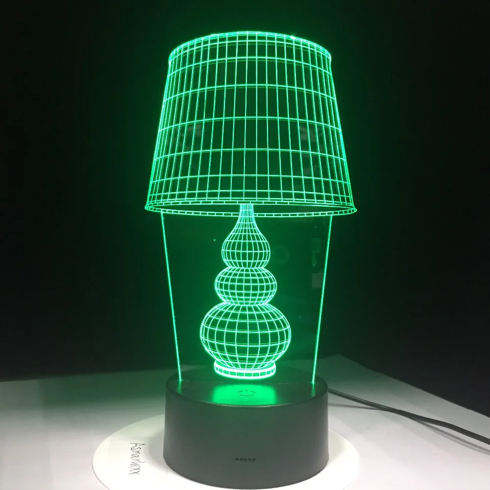 USB 3D светодиодный Ночной светильник LED Настольная лампа с сенсорной кнопкой в