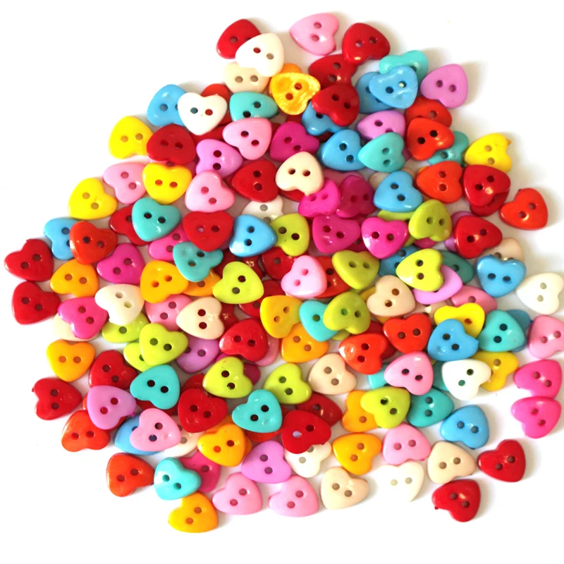 Круглые мини-кнопки смешанного цвета в форме сердца 1000 шт. 3 формы смешанные