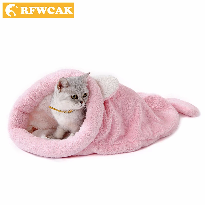 RFWCAK хлопок милый кот спальный мешок для животных Собака Кровать четыре сезона